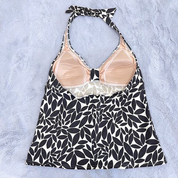 Lands End Swim Tankini Top Brown Print Halter V Neck Swimwear Womens 6 Long 6L - Picture 3 of 4